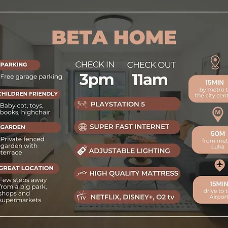 Beta - Garage, Air Condition, Garden, At Metro Apartment *