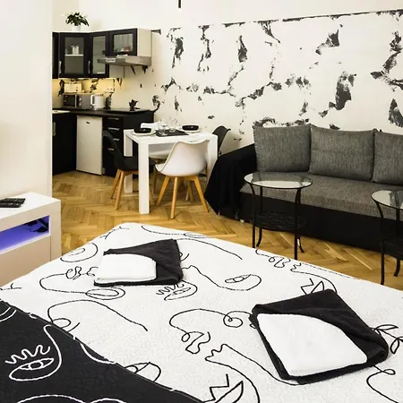 Black & White Apartment Prague By Wenceslas Square And Muzeum Apartment *