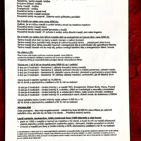 Prázdninový dům Tantra Klub Praha